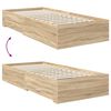vidaXL Bedframe Sonoma Eiken en Zilver 75 x 190 cm Bewerkt hout