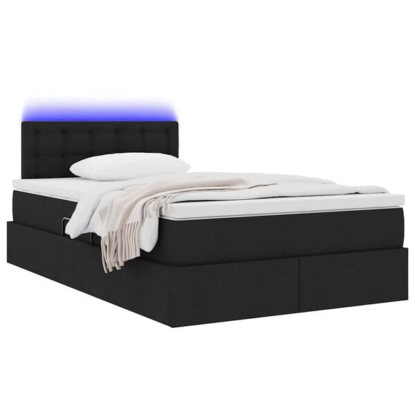 vidaXL Opbergbed met LED met matras met LED Zwart 120 x 190 cm Stof
