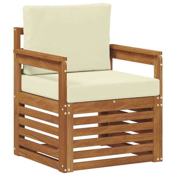 vidaXL Buiten bankenset Massief Acaciahout en Polyester Naturel