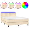 vidaXL Boxspring met matras en LED stof cr&egrave;mekleurig 140x200 cm