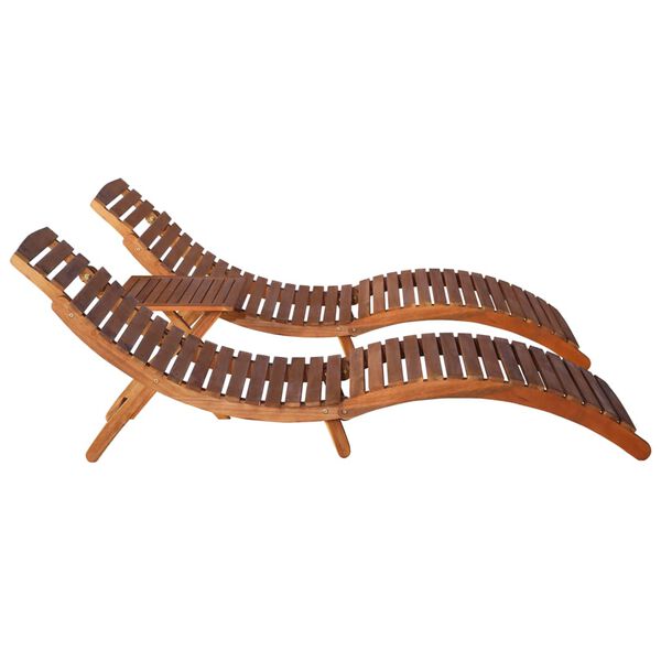 vidaXL Ligbedden met theetafel 3-delig massief acaciahout