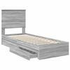 vidaXL Opslag bed met hoofdeinde Grijs Sonoma 75 x 190 cm Bewerkt hout