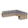 vidaXL 10-delige Loungeset met kussens poly rattan beige