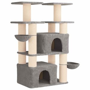 vidaXL Kattenboom met sisal krabpalen Lichtgrijs 147 cm 2 st