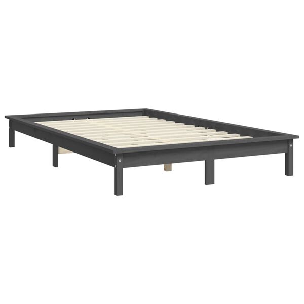 vidaXL Bedframe massief grenenhout grijs 120x200 cm