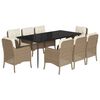 vidaXL 9-delige Tuinset met kussens poly rattan beige