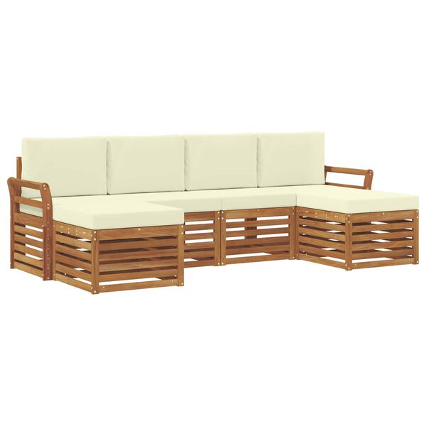 vidaXL Sofa-Sets 6 pcs Natuurlijk en Cr&egrave;me Massief Acaciahout