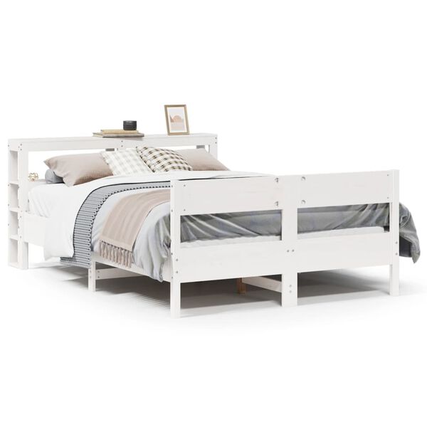 vidaXL Bedframe zonder matras massief grenenhout wit 140x190 cm