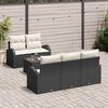vidaXL Tuin Sofa Set 6 pcs Zwart en Cr&egrave;me Poly rattan, staal en glas
