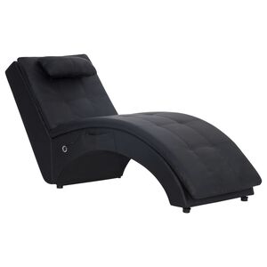 vidaXL Massage chaise longue met kussen kunstleer zwart