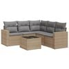 vidaXL 6-delige Loungeset met kussens poly rattan beige