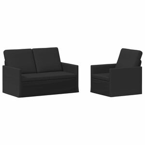 vidaXL Bankstel 2 pcs Zwart Stof
