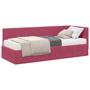 vidaXL Hoekbedframe met Matras 2 st Wijnrood 80 x 200 cm Fluweel