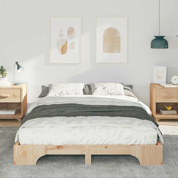 vidaXL Bedframe Bruin 140 x 210 cm Massief grenenhout