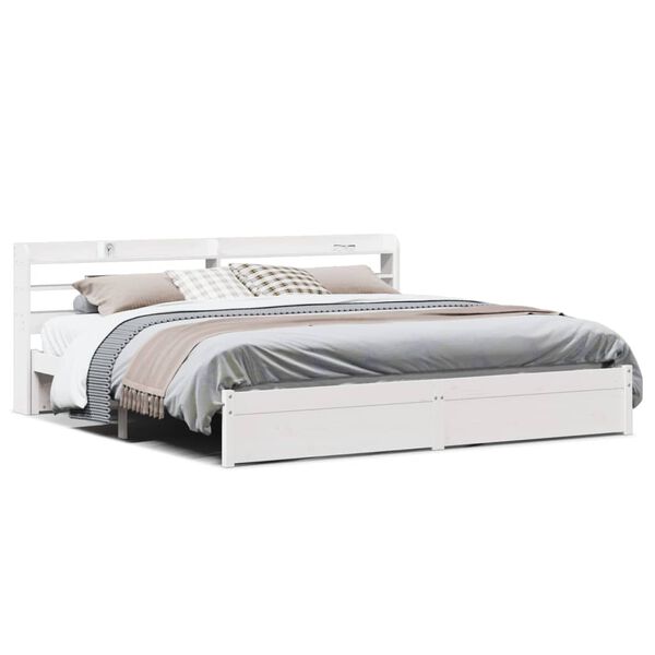 vidaXL Bedframe met hoofdeinde zonder matras 200x200 cm wit