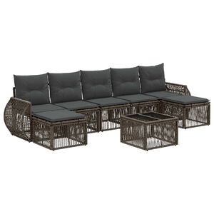 vidaXL Tuinbankenset 8 st Grijs en Donkergrijs poly rattan