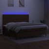 vidaXL Boxspring met matras en LED stof donkerbruin 200x200 cm