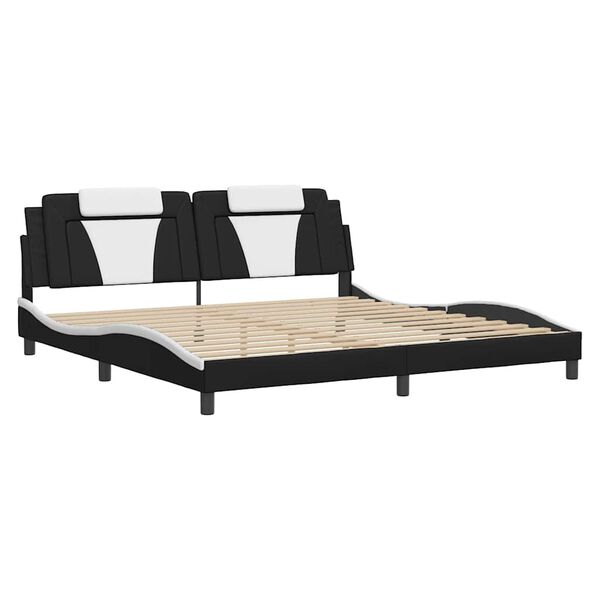 vidaXL Bedframe "Viana" zonder matras kunstleer zwart en wit 200x200 cm