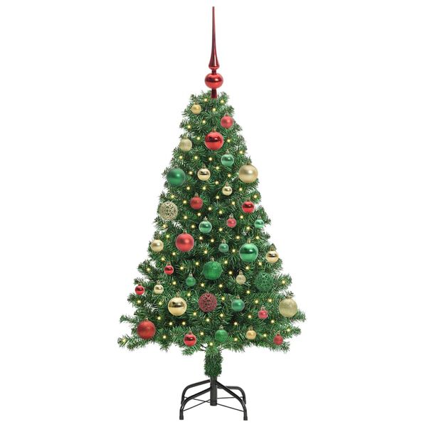 vidaXL Kunstkerstboom Groen 120 cm PVC en Staal en Kunststof