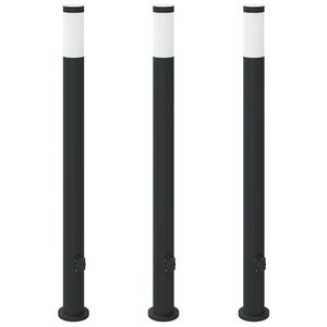 vidaXL Bolderverlichting met stopcontact 3 stuks 110 cm roestvrij staal IP44