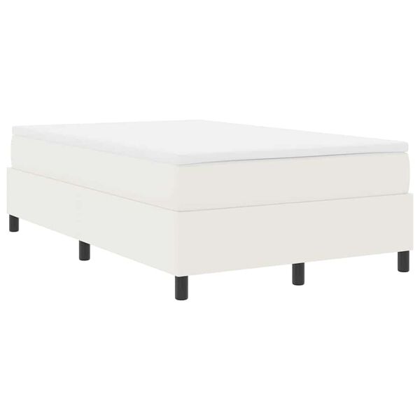 vidaXL Boxspring bed Cr&egrave;me en Wit 203 x 120 x 60 cm Katoenen stof