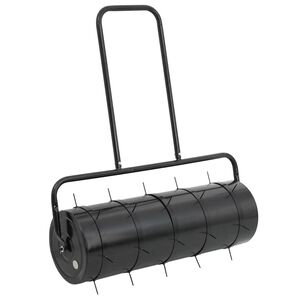 vidaXL Gazonroller trekbaar met beluchtingsklemmen 63 L ijzer en staal zwart
