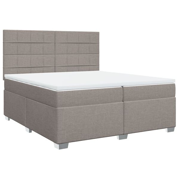 vidaXL Boxspring met matras stof taupe 200x200 cm