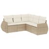 vidaXL 5-delige Loungeset met kussens poly rattan beige