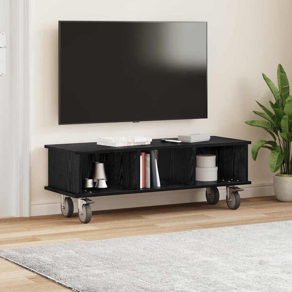 vidaXL TV-standaard Zwart Eiken 100 x 35 x 35 cm Bewerkt hout
