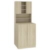 Wasmachinekast 64x24x190 cm zwart | Design Decor Outlet