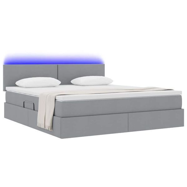 vidaXL Opbergbed met LED met matras Lichtgrijs 180 x 200 cm Stof
