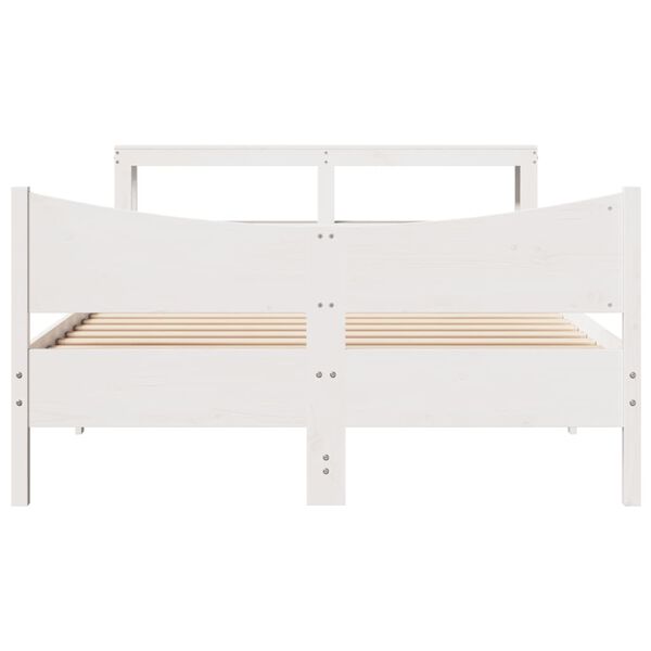 vidaXL Bedframe met hoofdbord massief grenenhout wit 120x190 cm
