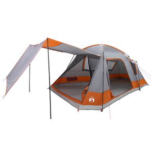 vidaXL Huisje Tent Grijs en Oranje 12-Persoons Polyester en staal