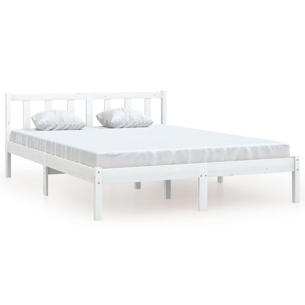 vidaXL Bedframe massief grenenhout wit 120x190 cm