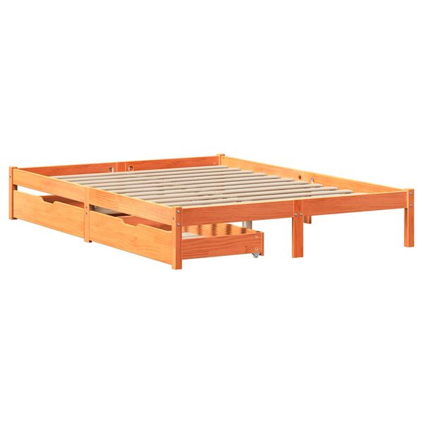 vidaXL Bedframe zonder matras massief grenenhout wasbruin 120x200 cm