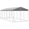 vidaXL Hondenkennel met dak 3x7,5x2,5 m gegalvaniseerd staal zilver