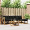 vidaXL Buiten bankenset met kussen 6 pcs Natuurlijk en Zwart