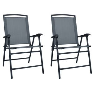 vidaXL Opklapbare stoelen, 2 stuks, textiel grijs