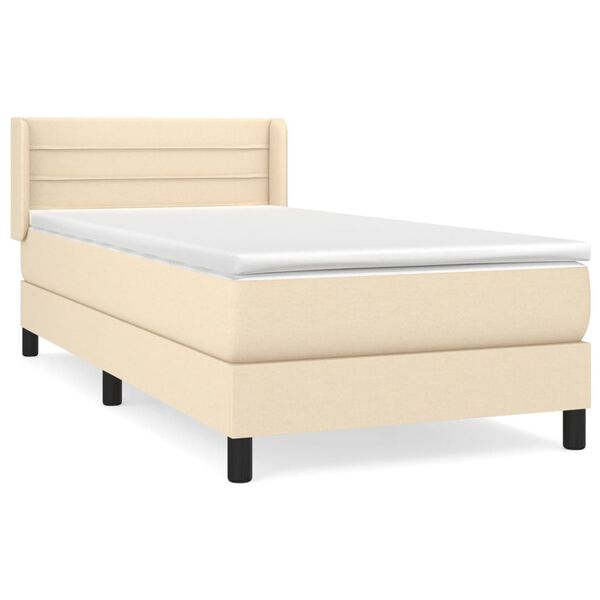 vidaXL Boxspring met matras stof cr&egrave;mekleurig 90x190 cm