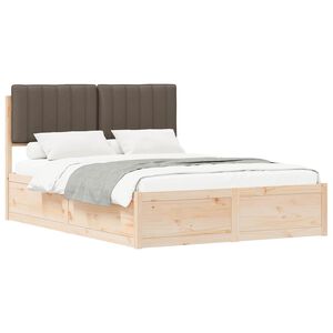 vidaXL Bedframe met Gevoerd Hoofdgedeelte Taupe 135 x 190 cm
