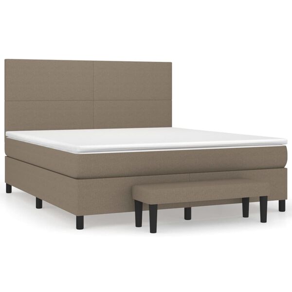 vidaXL Boxspring met matras stof taupe 160x200 cm