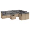 vidaXL 10-delige Loungeset met kussens poly rattan beige