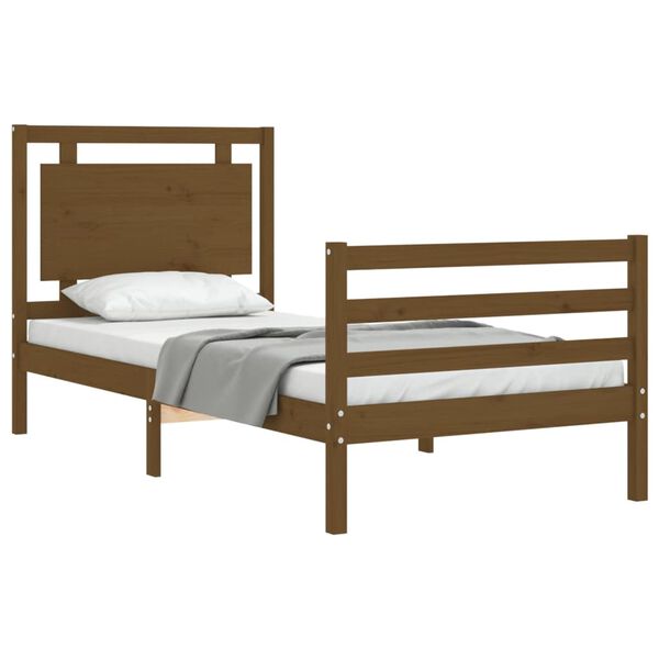 vidaXL Bedframe met hoofdbord massief hout honingbruin