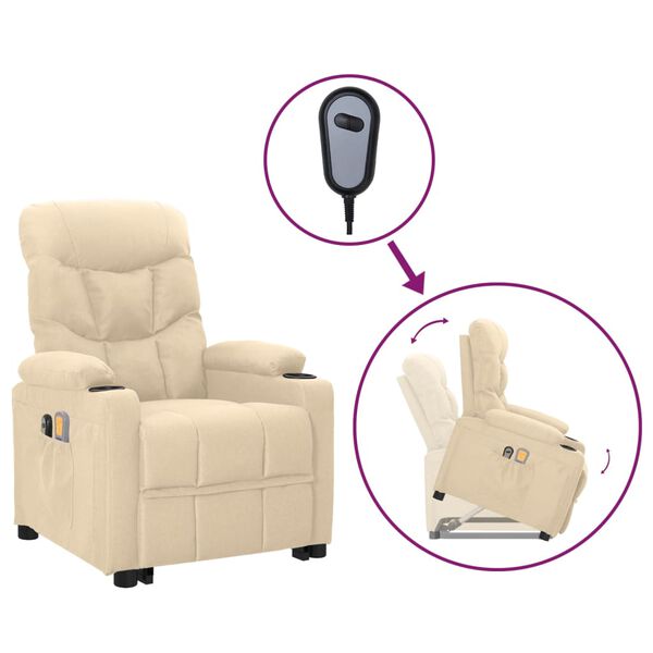 vidaXL Sta-op-massagestoel stof crèmekleurig