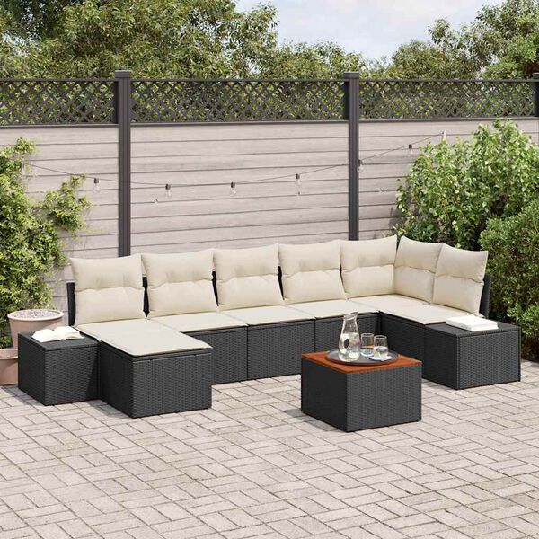 vidaXL Tuin Sofa Set 8 pcs Zwart en wit