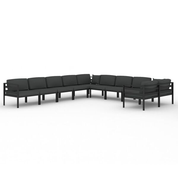 vidaXL 10-delige Loungeset met kussens aluminium antracietkleurig