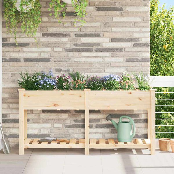 vidaXL Tuin Bloempot Beige 161,5 x 45 x 76,5 cm Massief Vurenhout