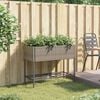 vidaXL Plantenbak met schap poly rattan grijs