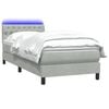 vidaXL Boxspring met matras en LED fluweel lichtgrijs 90x210 cm