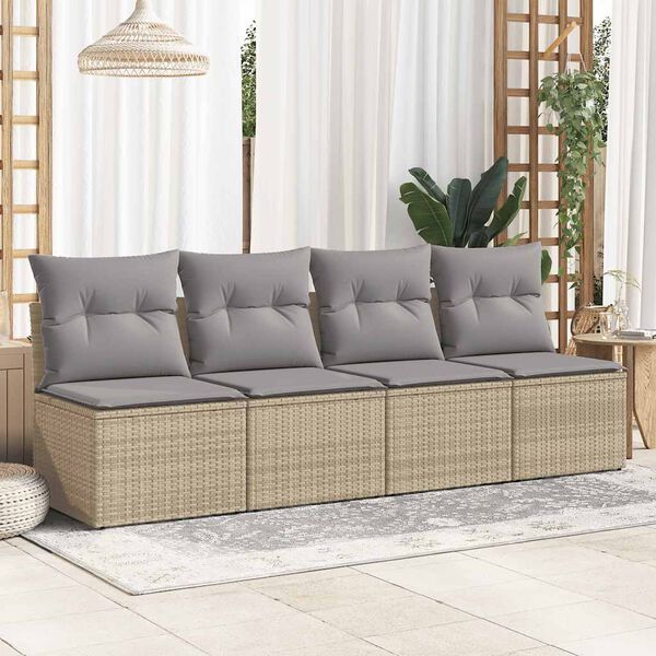 vidaXL 2-delige Loungeset met kussens poly rattan acacia beige